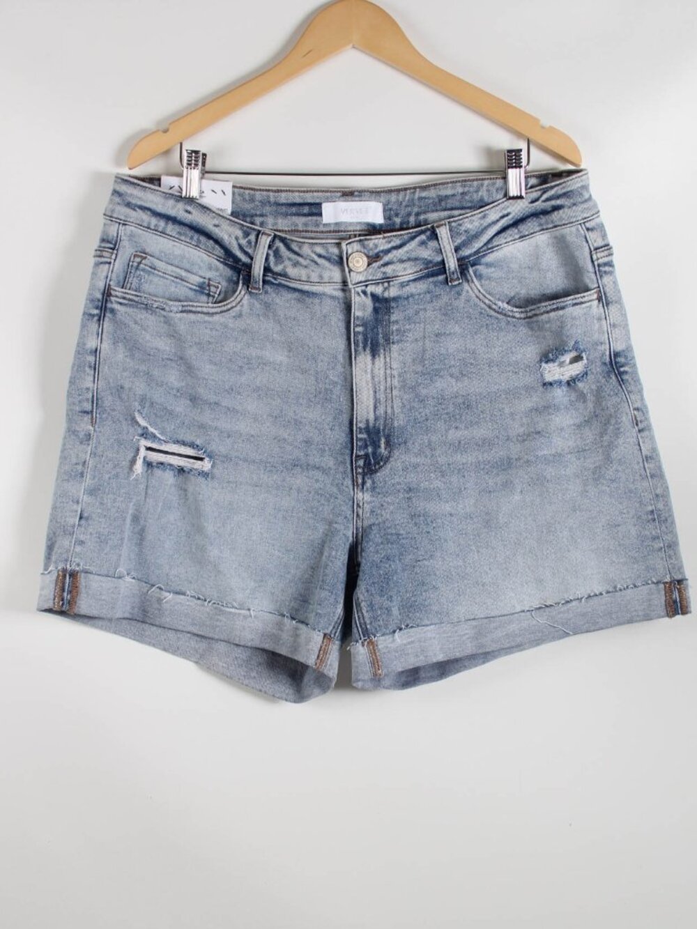 Vervet Rebecca High Rise Distressed Denim Shorts 3X NWT